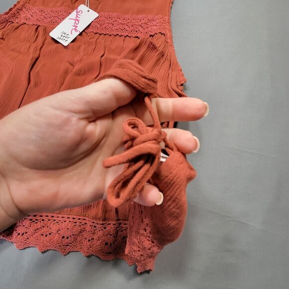 Supre Brown Cowhide Tank Preppy Australian Lace Open Tie Sides NEW $30 Womens 14 - Picture 5 of 9
